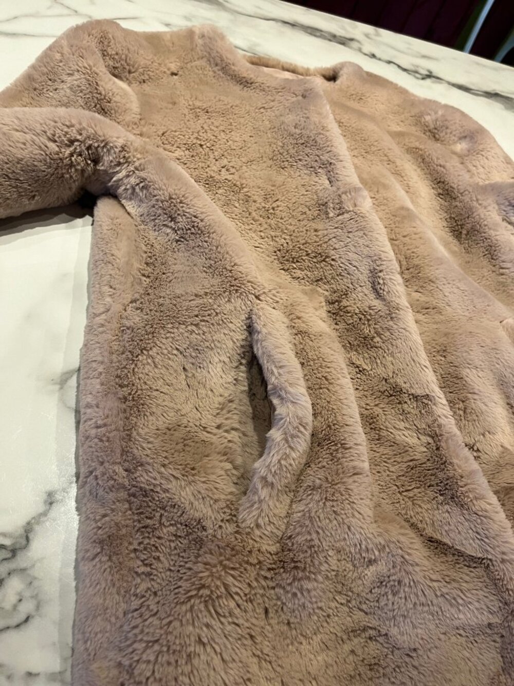 Sanctuary Plush Faux Fur Collarless Jacket Cozy Beige Cream - Size: XS - Picture 10 of 12